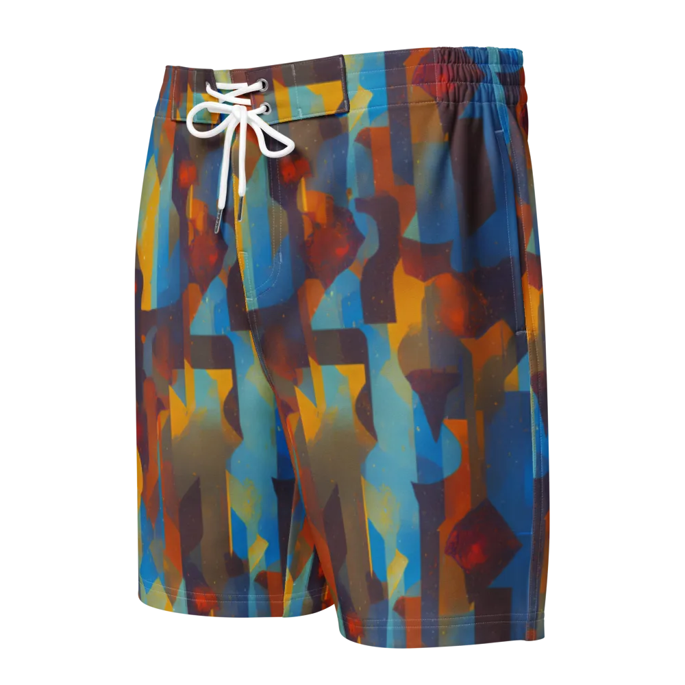 Cubist Dusk on Men's Board Shorts — Front