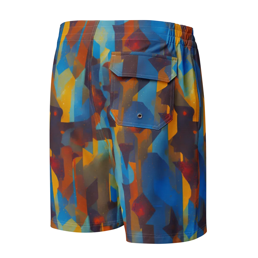 Cubist Dusk on Men's Board Shorts — Back