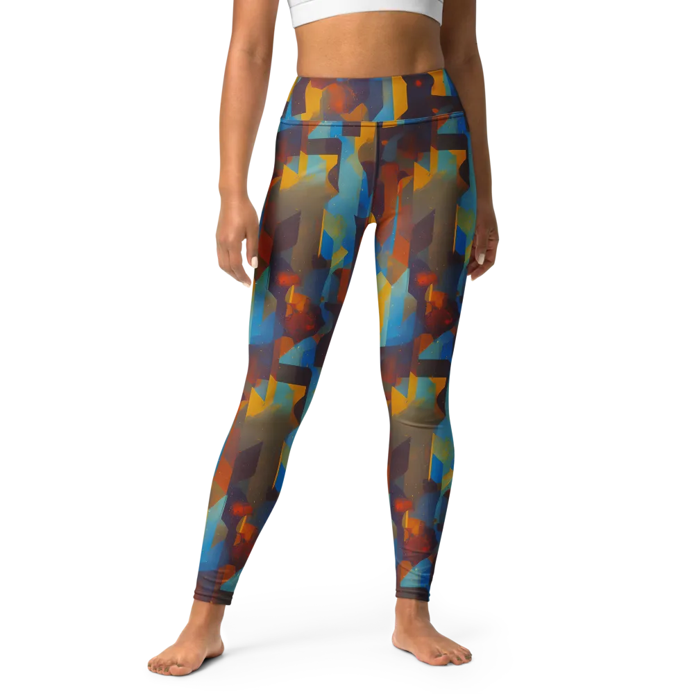 Cubist Dusk on Yoga Leggings — Front