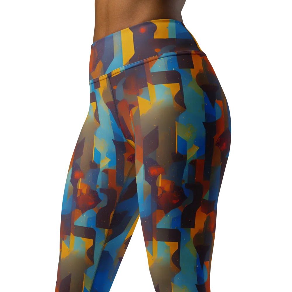 Cubist Dusk on Yoga Leggings — Left Front