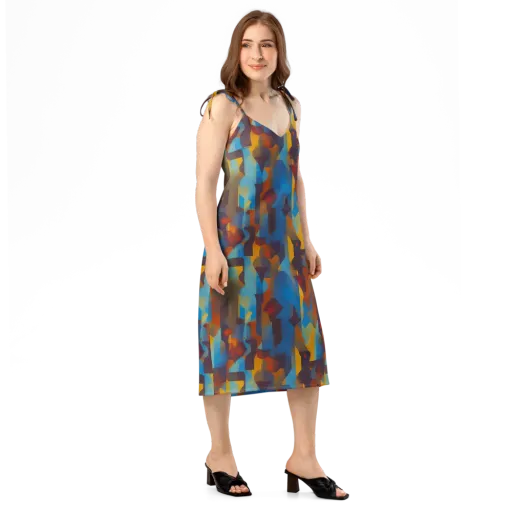 Cubist Dusk on a Slip Dress