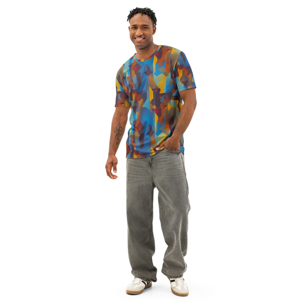 Cubist Dusk on Men's Cotton Crew Neck T-Shirt — Front