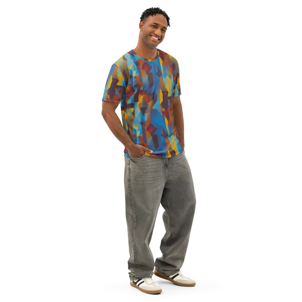 Cubist Dusk on Men's Cotton Crew Neck T-Shirt — Right Front