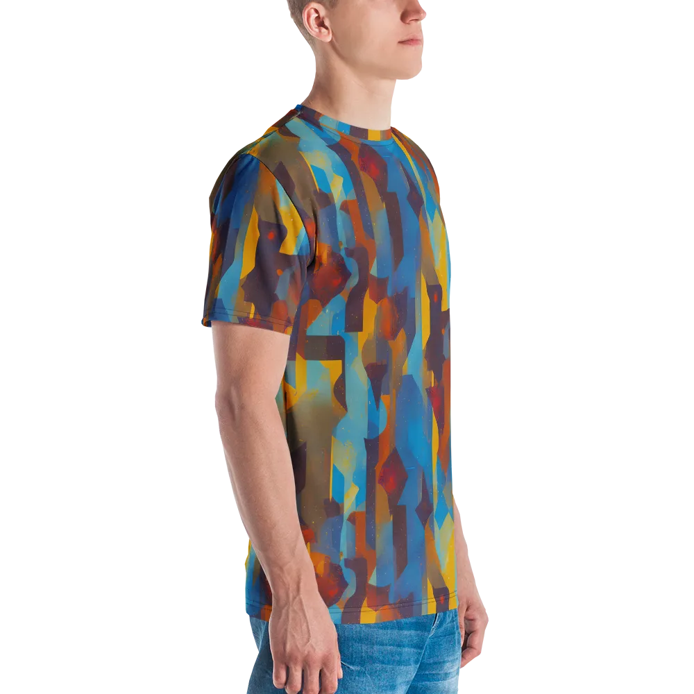 Cubist Dusk on Men's Crew Neck T-Shirt — Right