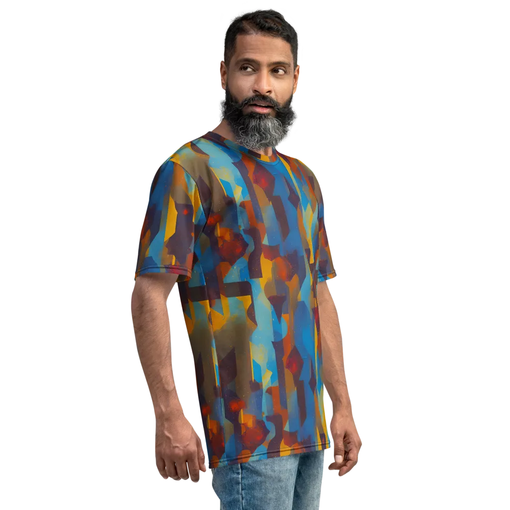 Cubist Dusk on Men's Crew Neck T-Shirt — Right