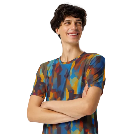 Cubist Dusk on a Men's Crew Neck T-Shirt