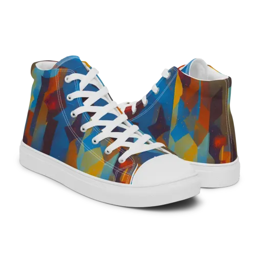 Cubist Dusk on a Men's High Top Canvas Shoes