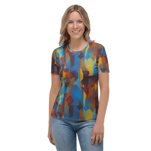 Cubist Dusk on a Women's Crew Neck T-Shirt