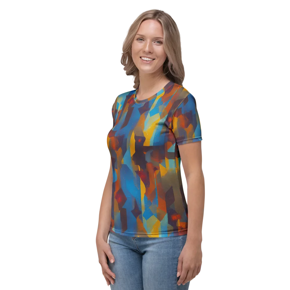 Cubist Dusk on Women's Crew Neck T-Shirt — Left