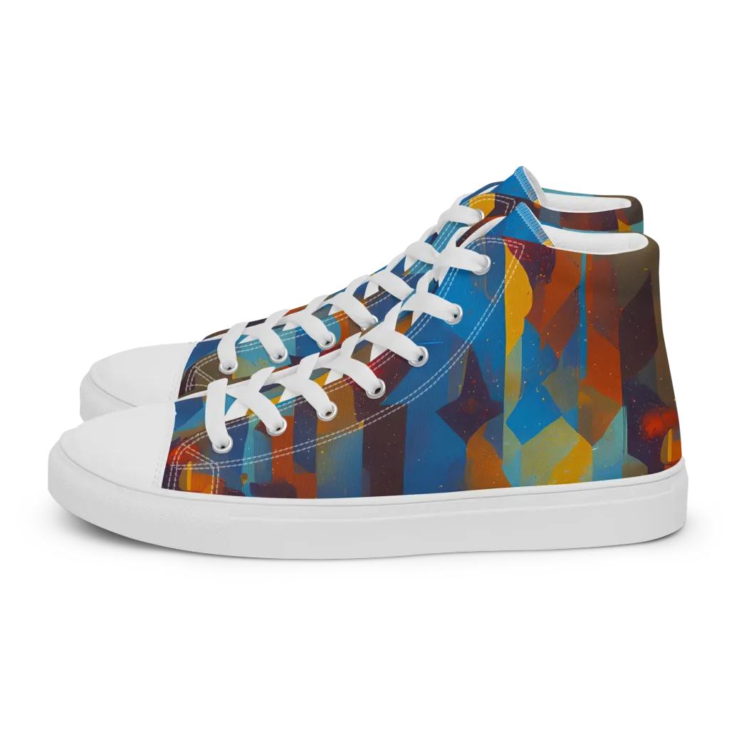 Cubist Dusk on Women's High Top Canvas Shoes — Left