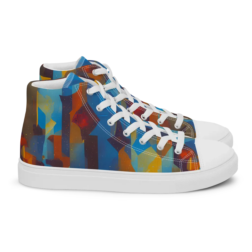 Cubist Dusk on Women's High Top Canvas Shoes — Right