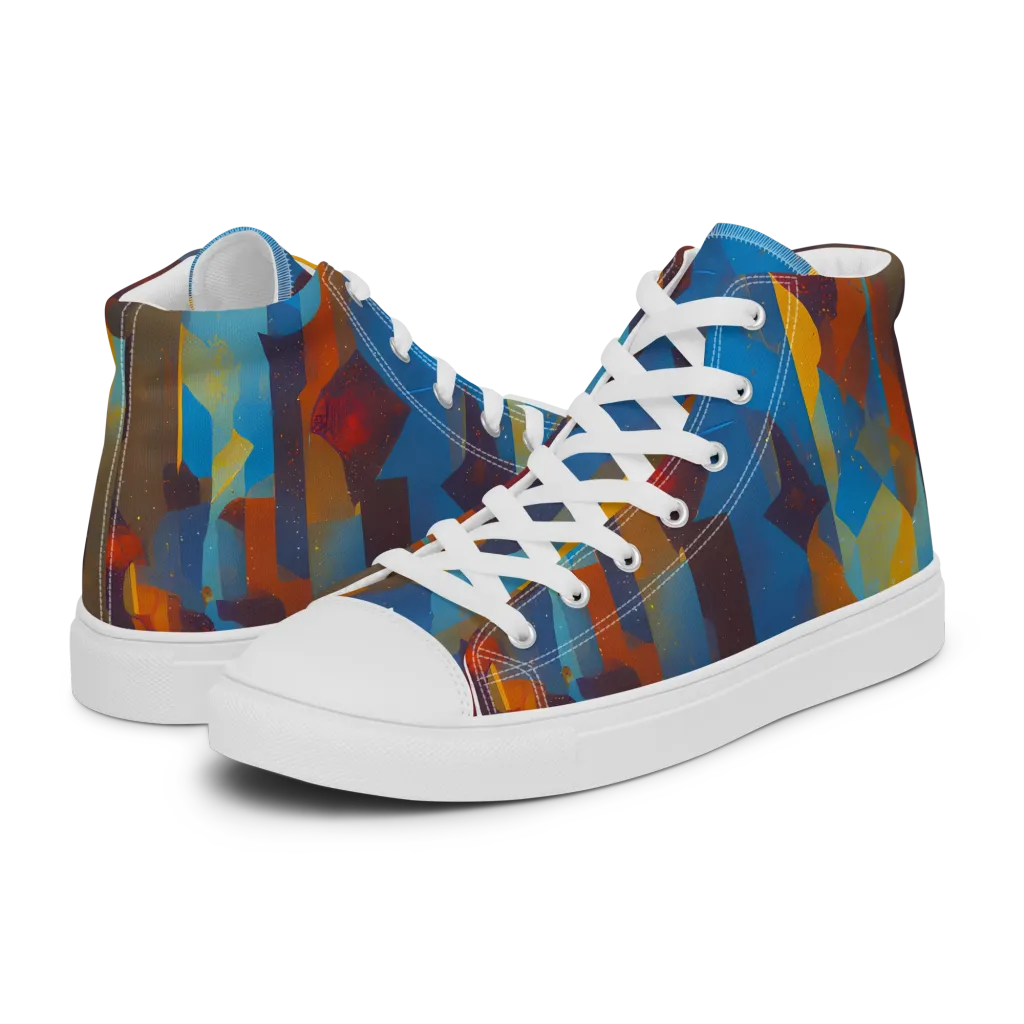 Cubist Dusk on Women's High Top Canvas Shoes — Left