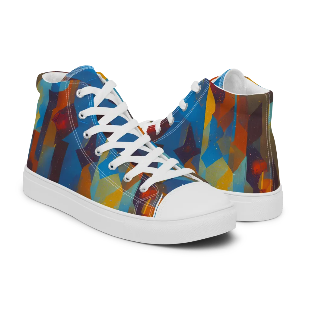 Cubist Dusk on Women's High Top Canvas Shoes — Right