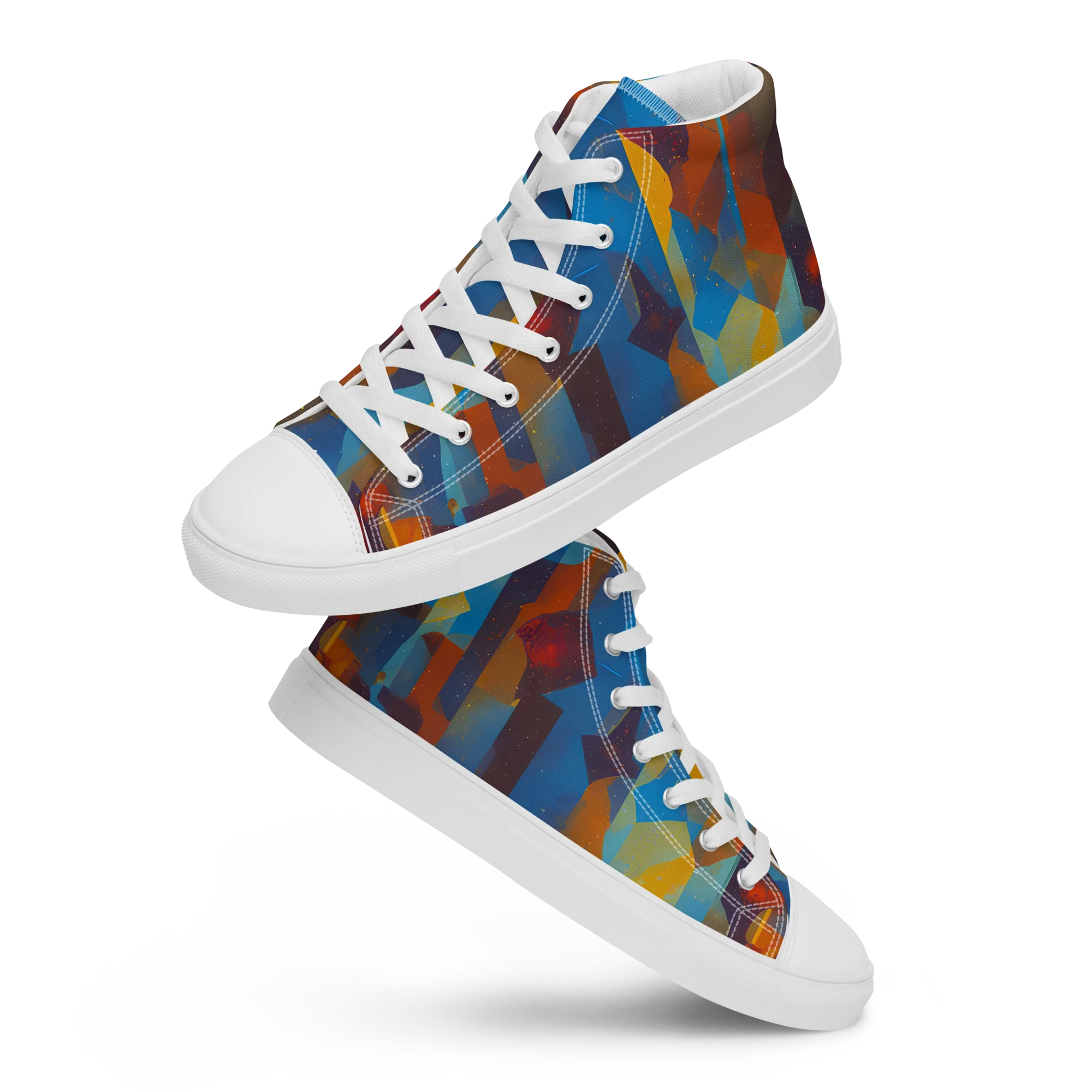 Cubist Dusk on Women's High Top Canvas Shoes — Front