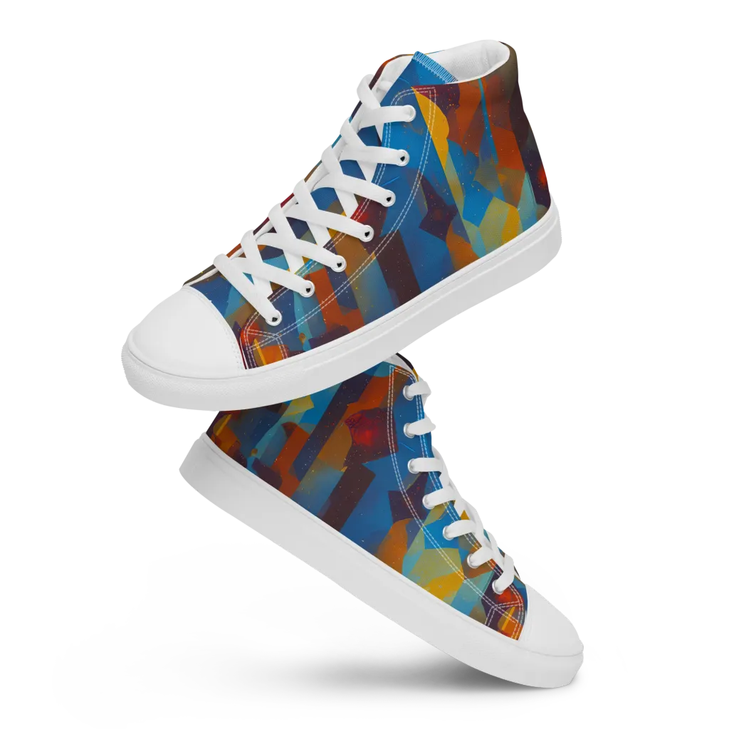 Cubist Dusk on Women's High Top Canvas Shoes — Front