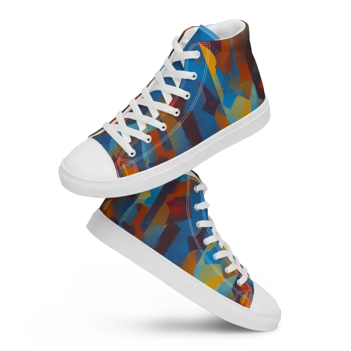 Cubist Dusk on a Women's High Top Canvas Shoes