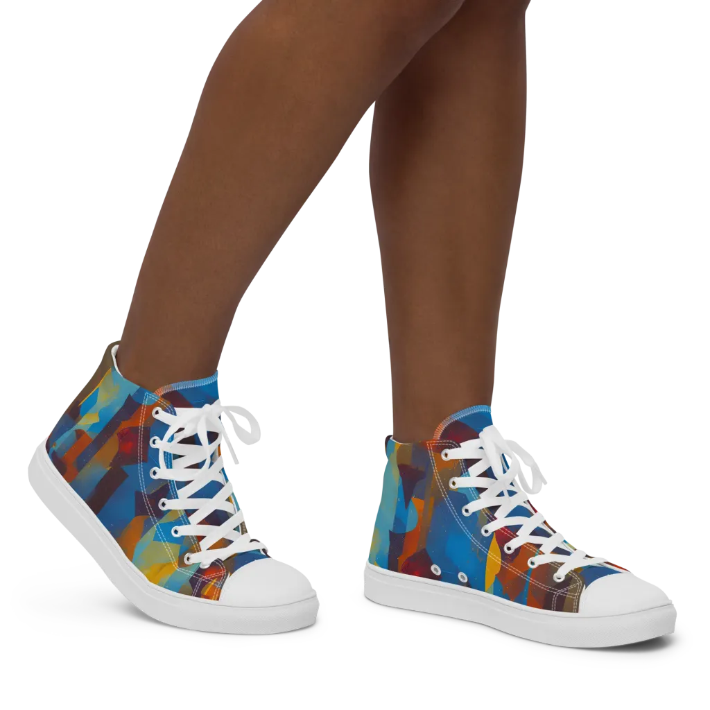 Cubist Dusk on Women's High Top Canvas Shoes — Right