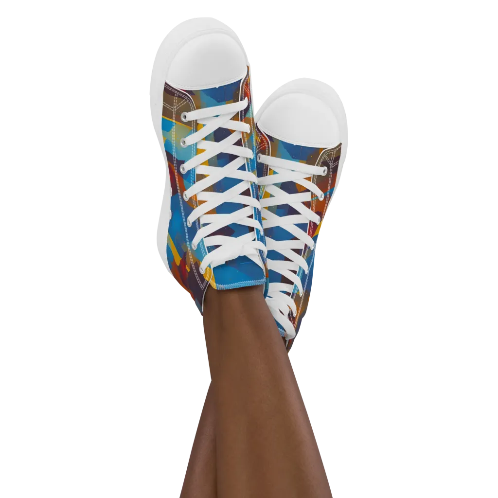 Cubist Dusk on Women's High Top Canvas Shoes — Front