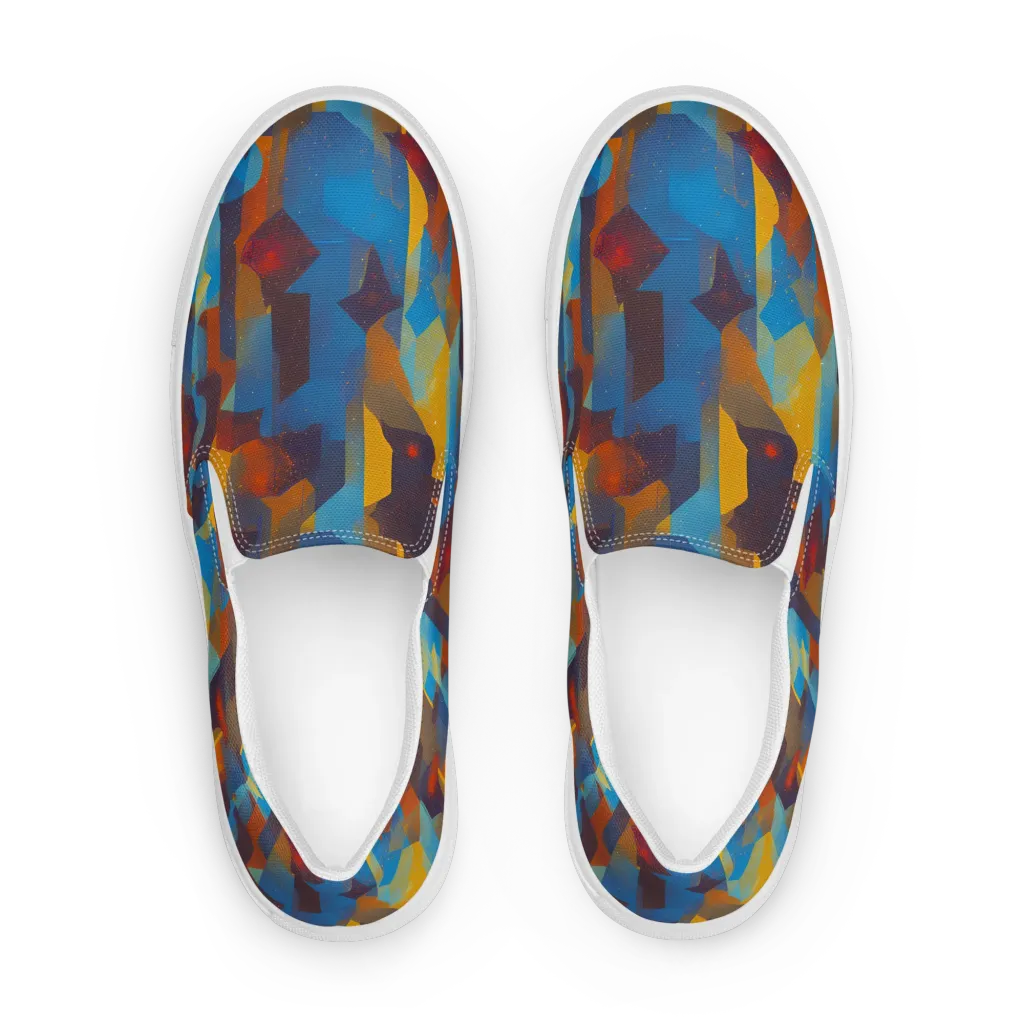 Cubist Dusk on Men's Slip-On Canvas Shoes — Front