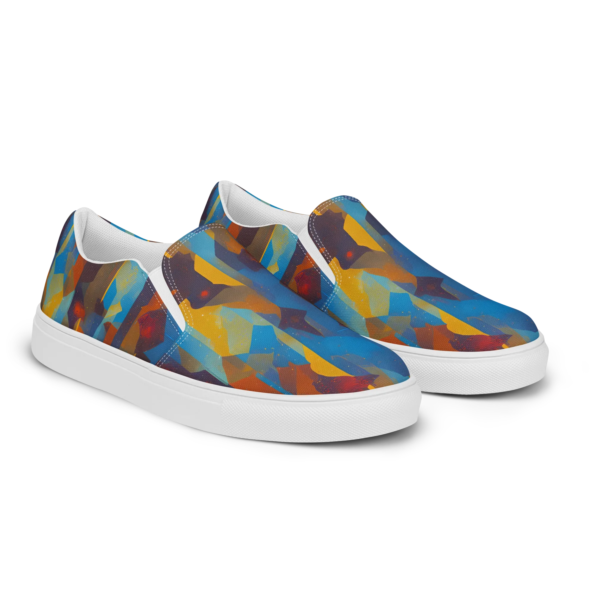 Cubist Dusk on Men's Slip-On Canvas Shoes — Right Front