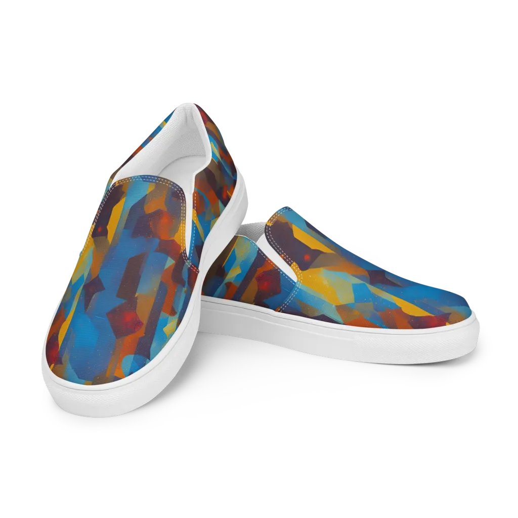 Cubist Dusk on Men's Slip-On Canvas Shoes — Left Front