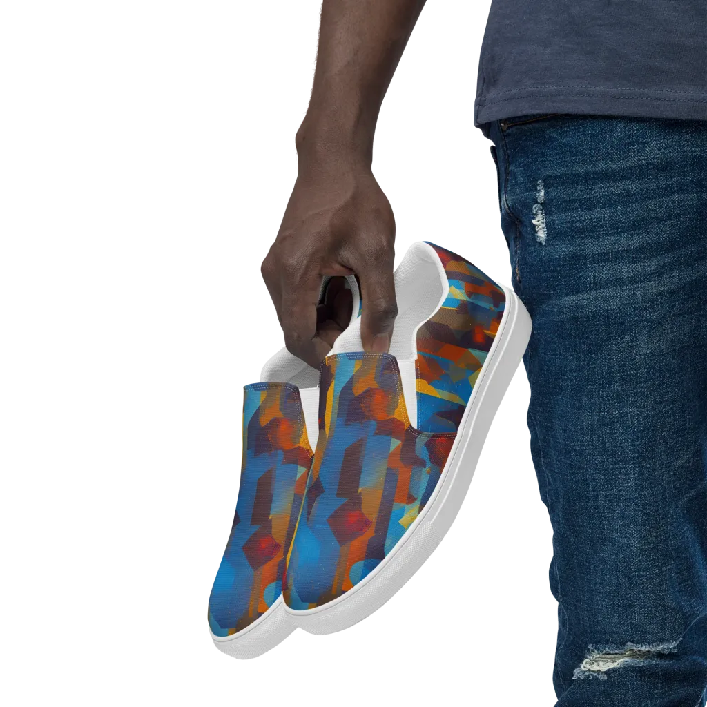 Cubist Dusk on Men's Slip-On Canvas Shoes — Left Front
