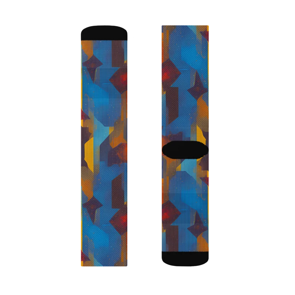 Cubist Dusk on Socks — Left Sock