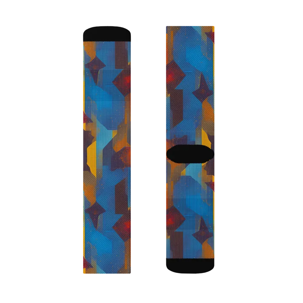 Cubist Dusk on Socks — Right Sock