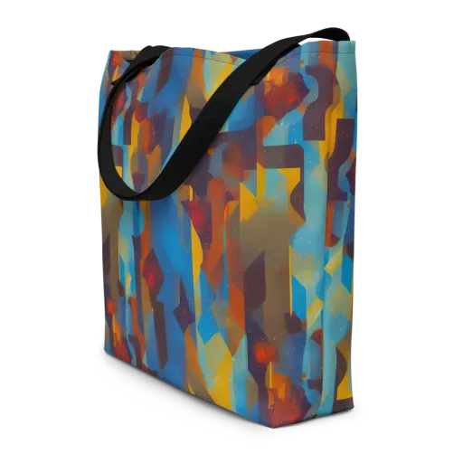 Cubist Dusk on a Large Tote Bag W/ Pocket