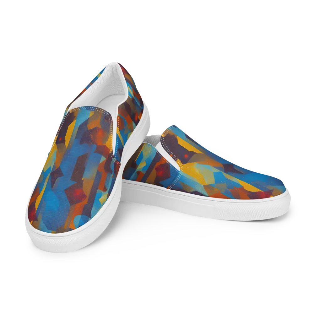 Cubist Dusk on Women's Slip-On Canvas Shoes — Left Front