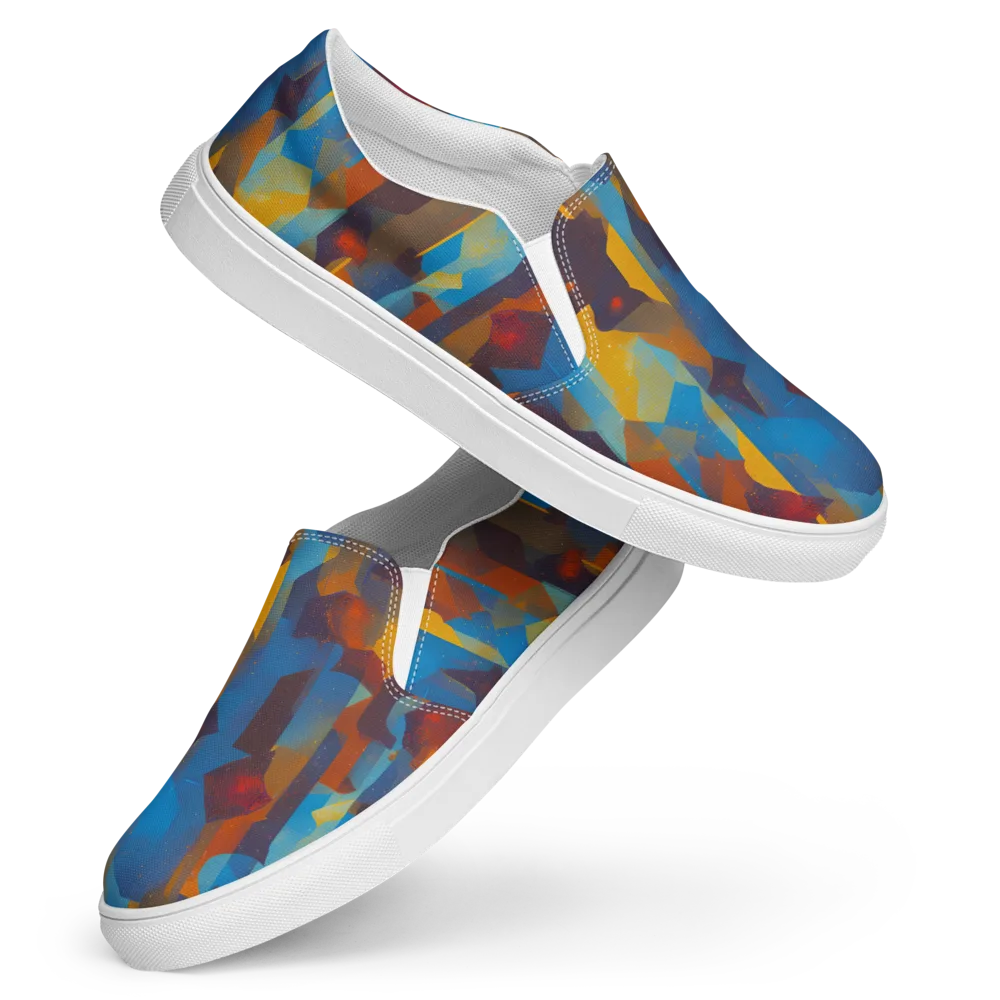 Cubist Dusk on Women's Slip-On Canvas Shoes — Front