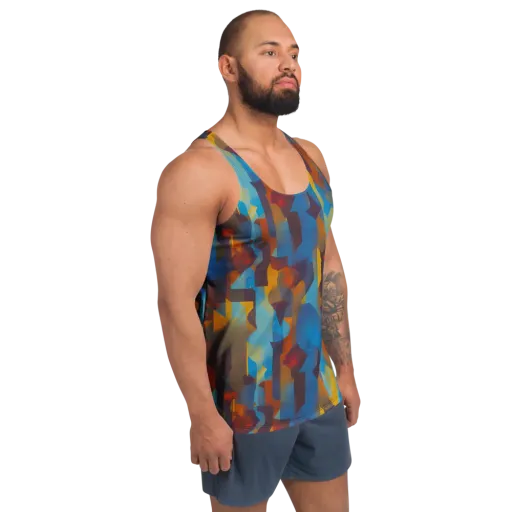 Cubist Dusk on a Men's Tank Top