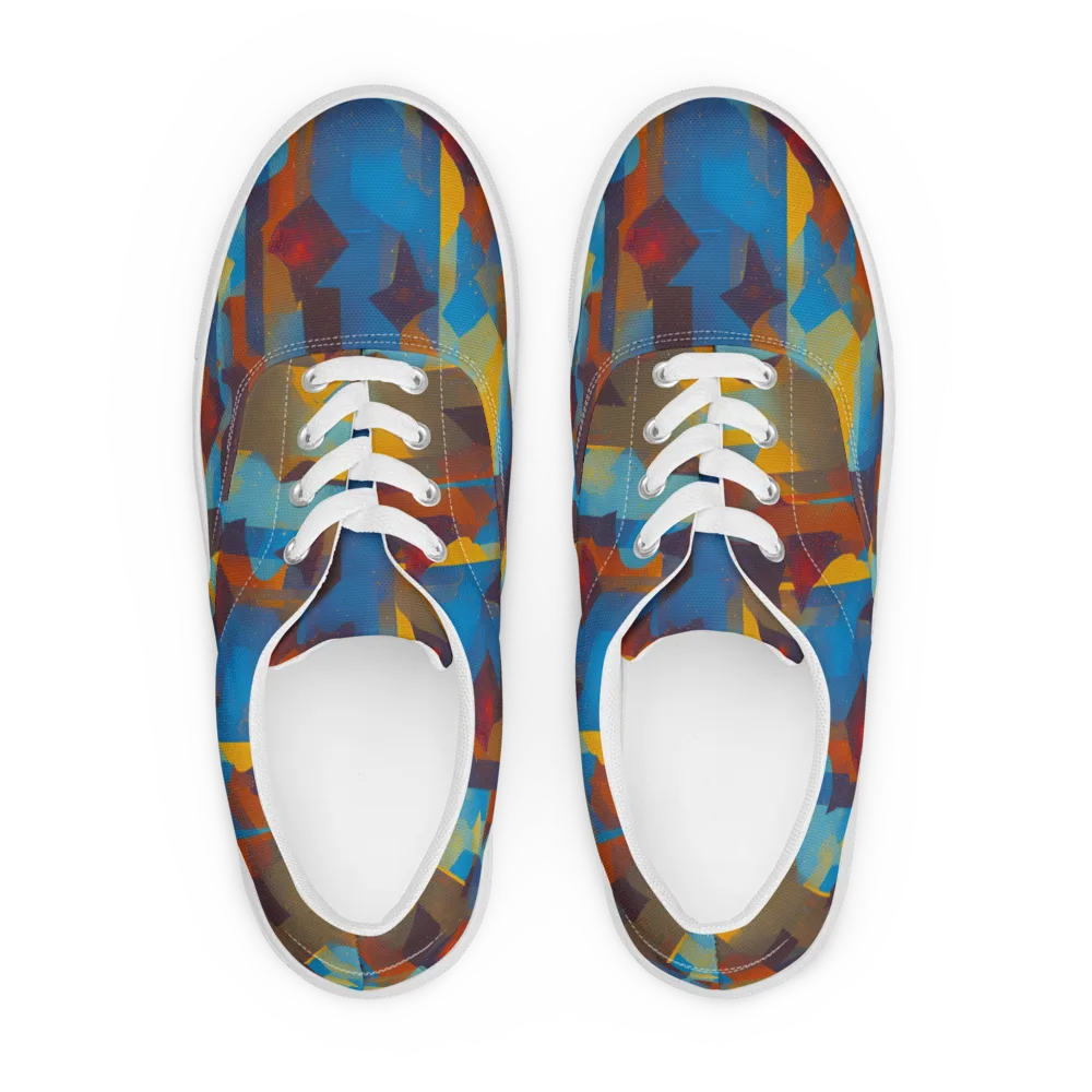 Cubist Dusk on Men's Lace-Up Canvas Shoes — Front