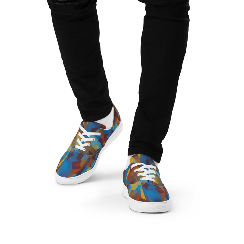 Cubist Dusk on Men's Lace-Up Canvas Shoes — Front