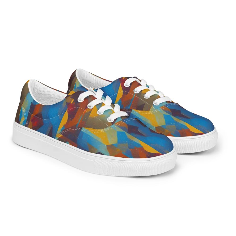Cubist Dusk on Men's Lace-Up Canvas Shoes — Right Front