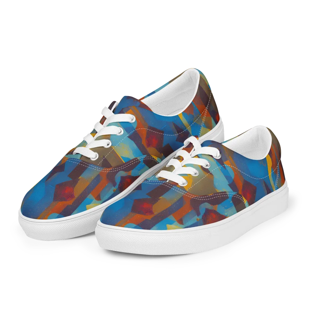 Cubist Dusk on Men's Lace-Up Canvas Shoes — Left Front