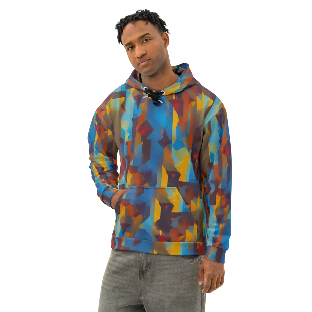 Cubist Dusk on Cotton Hoodie — Left Front