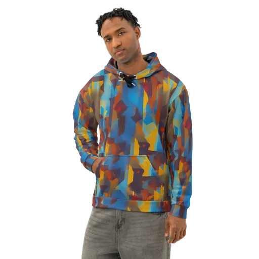Cubist Dusk on a Cotton Hoodie