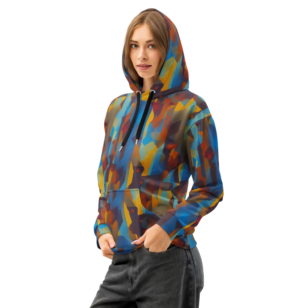 Cubist Dusk on Cotton Hoodie — Left Front