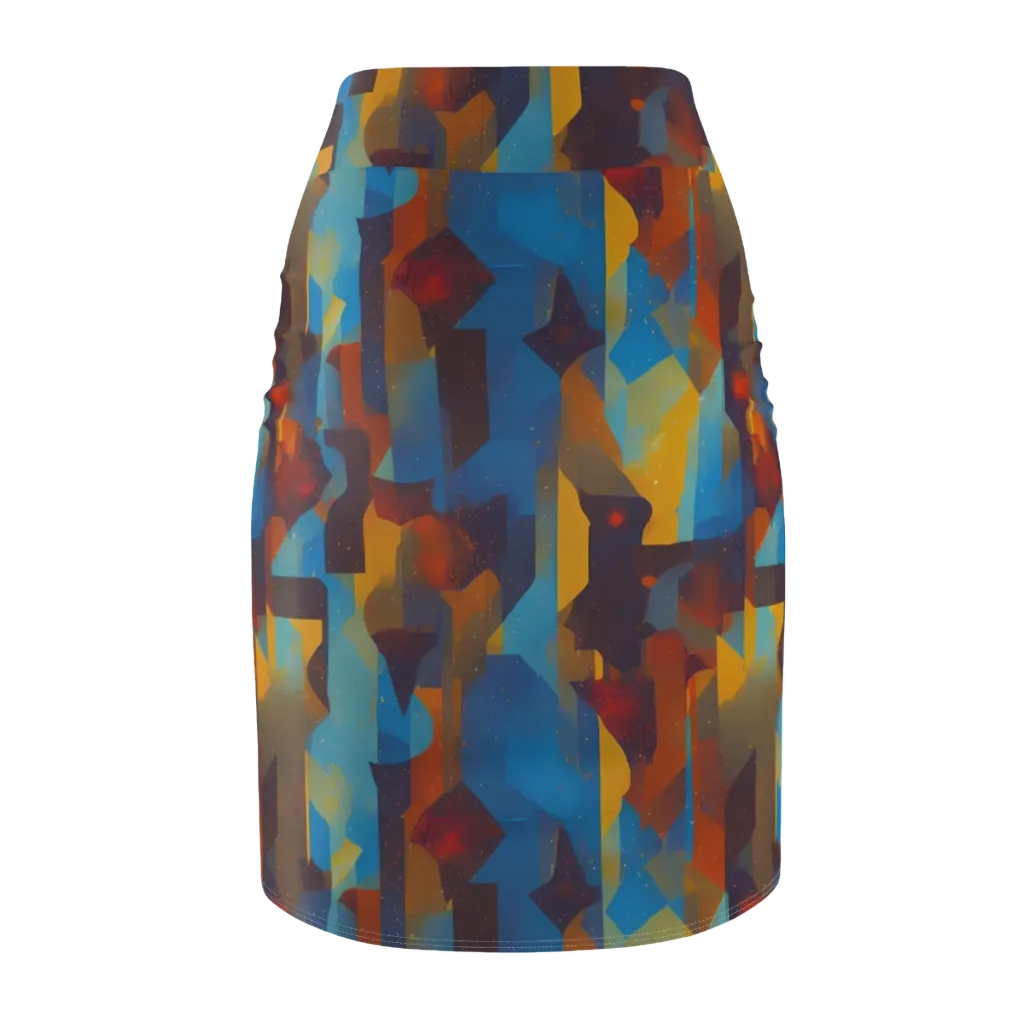 Cubist Dusk on Pencil Skirt — Back