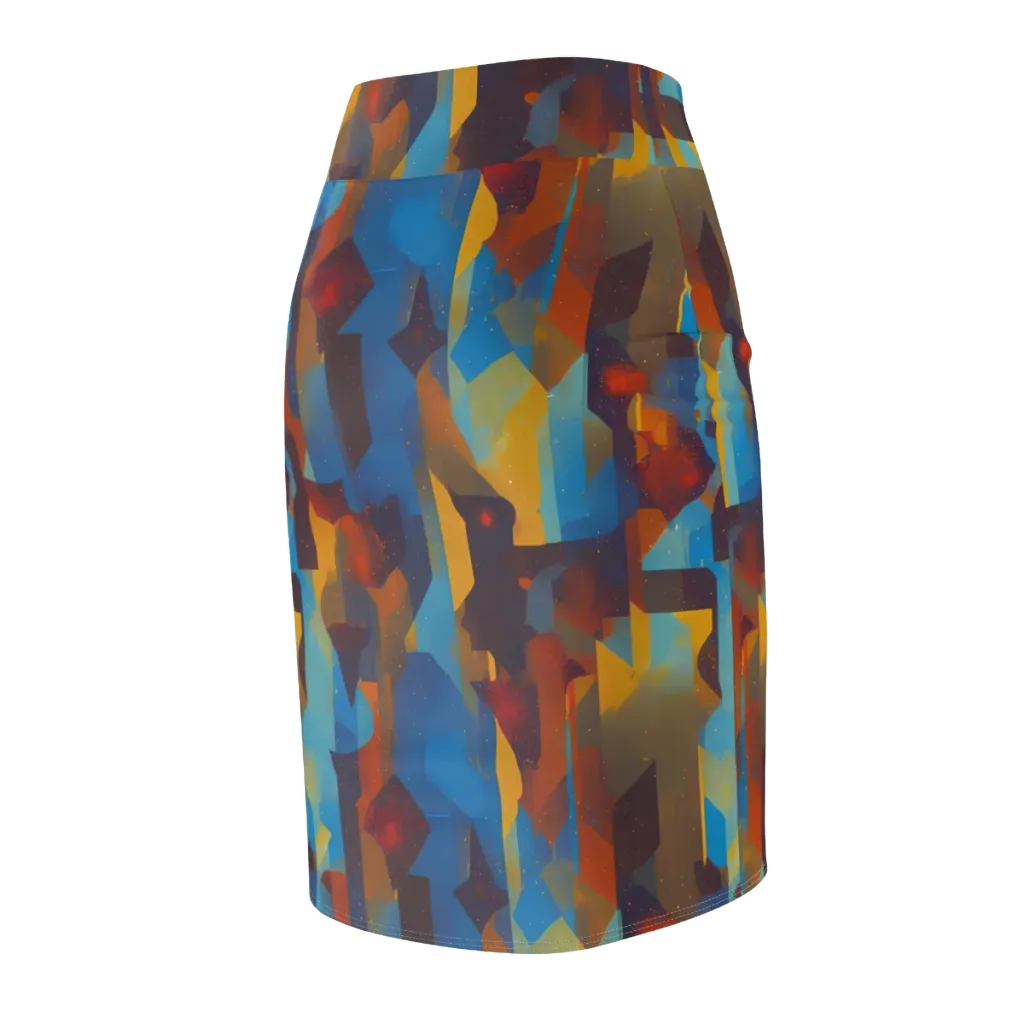 Cubist Dusk on Pencil Skirt — Back Side