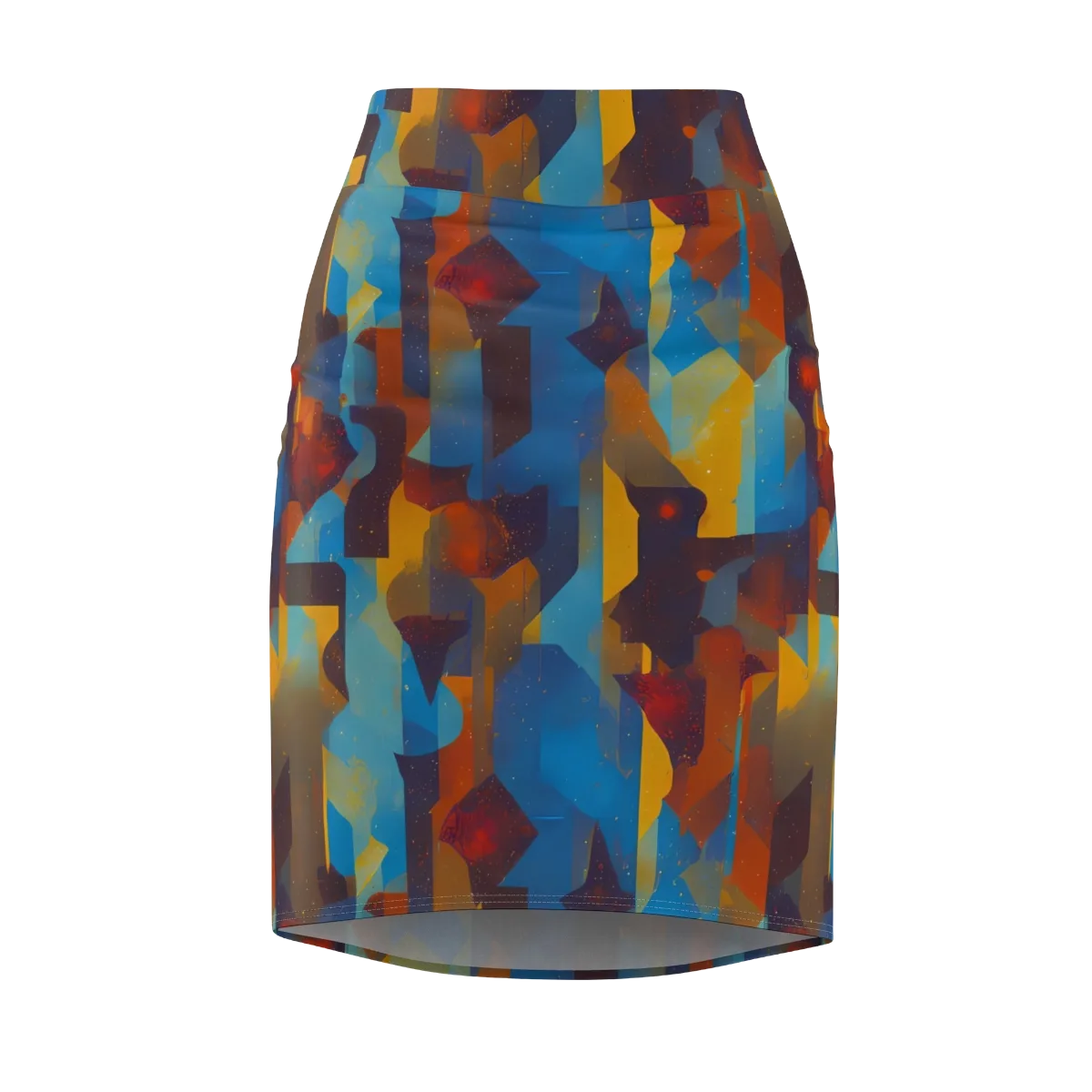 Cubist Dusk on Pencil Skirt — Front