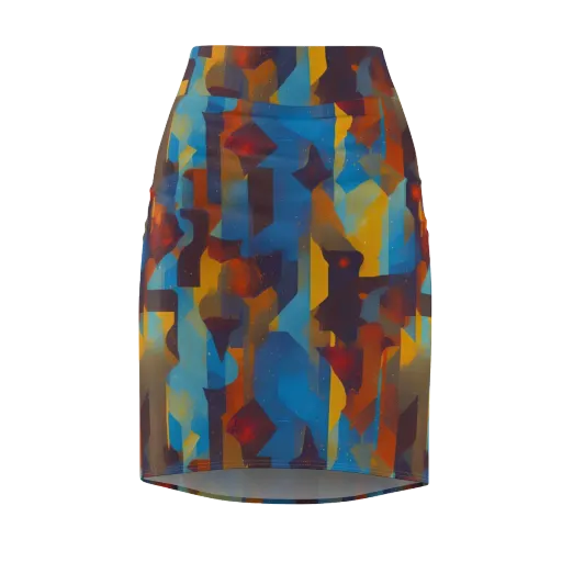 Cubist Dusk on a Pencil Skirt
