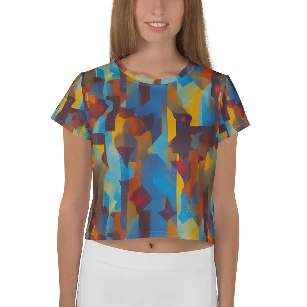 Cubist Dusk on Crop Tee — Front