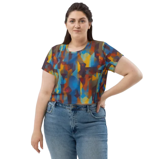 Cubist Dusk on a Crop Tee