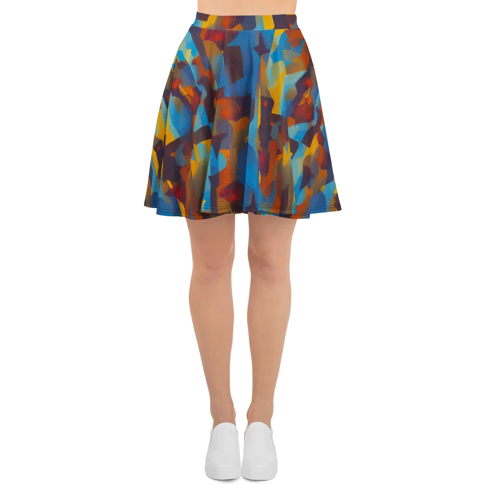 Cubist Dusk on Skater Skirt — Front