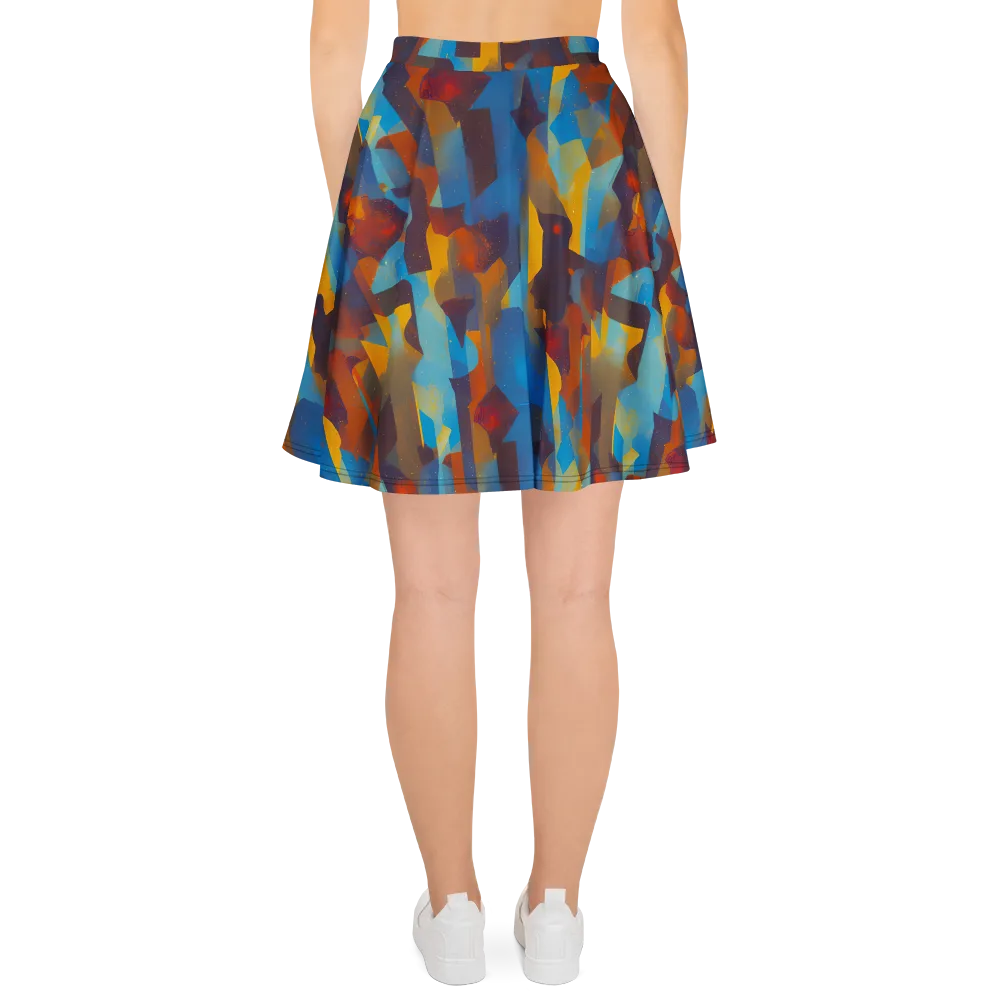 Cubist Dusk on Skater Skirt — Back
