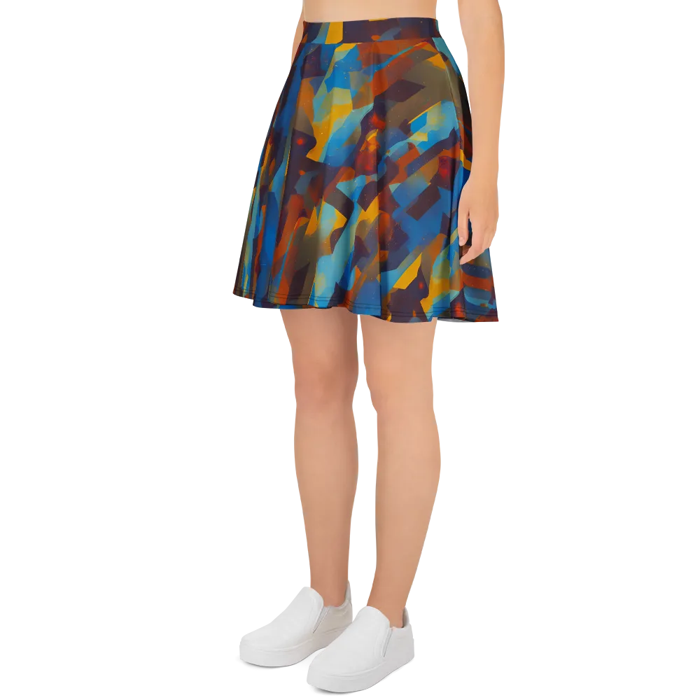 Cubist Dusk on Skater Skirt — Left