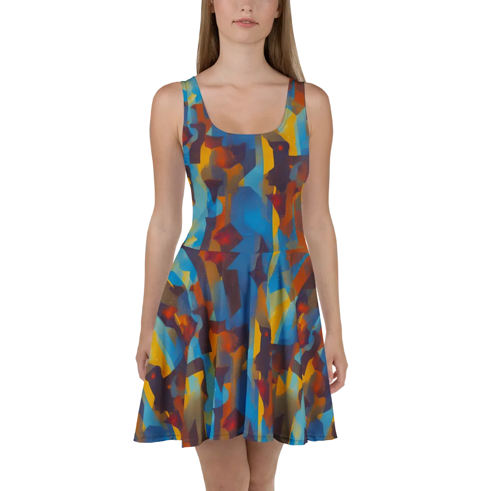 Cubist Dusk on Skater Dress — Front
