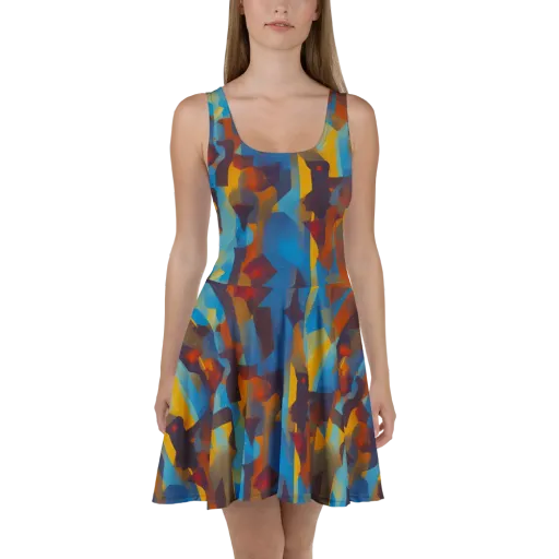 Cubist Dusk on a Skater Dress